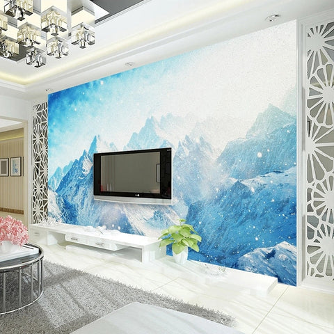 Image of Snow Covered Huge Mountains Wallpaper Mural, Custom Sizes Available Wall Murals Maughon's 