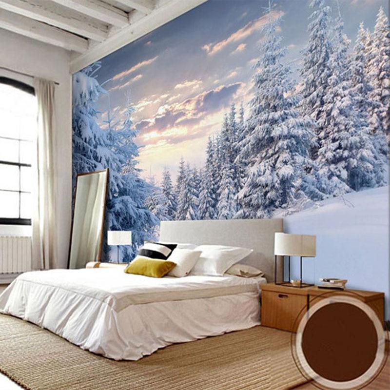 Snow Mountain White Forest Wallpaper Mural, Custom Sizes Available Maughon's 