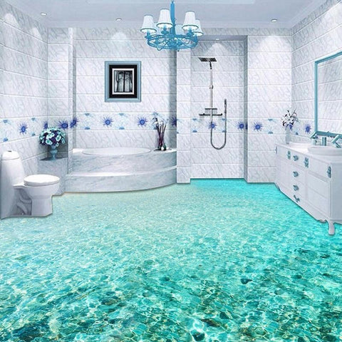 Image of Sparkling Sea Water, Self Adhesive Floor Mural, Custom Sizes Available Household-Wallpaper-Floor Maughon's 