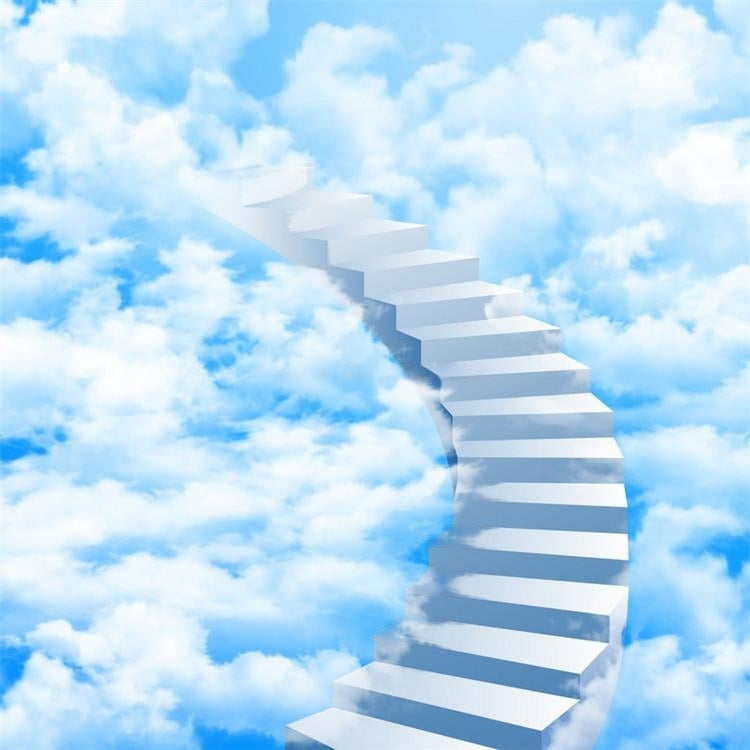 Stairs In The Clouds Self Adhesive Floor Mural, Custom Sizes Available