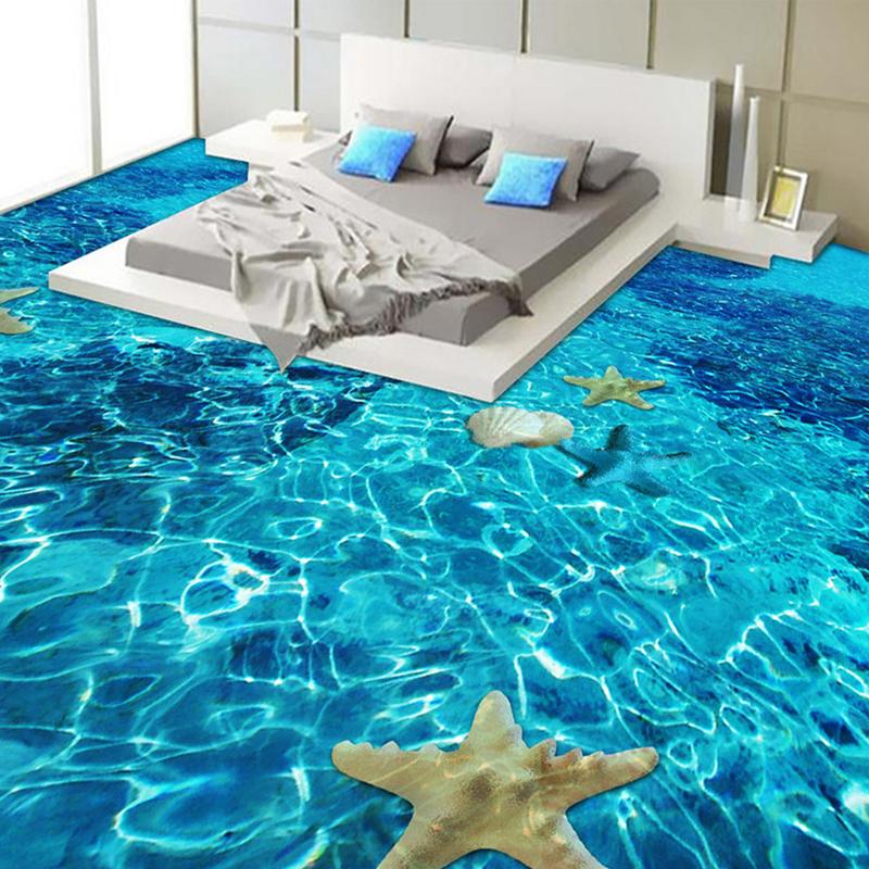 Starfish Lagoon PVC Vinyl Floor Mural, Self-Adhesive, Custom Sizes Available Household-Wallpaper-Floor Maughon's 