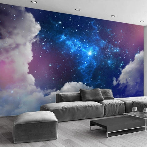 Image of Starry Sky And Clouds Wallpaper Mural, Custom Sizes Available Wall Murals Maughon's 