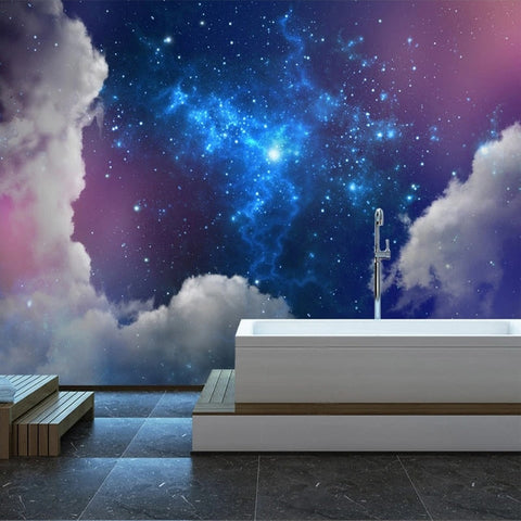 Image of Starry Sky And Clouds Wallpaper Mural, Custom Sizes Available Wall Murals Maughon's Waterproof Canvas 