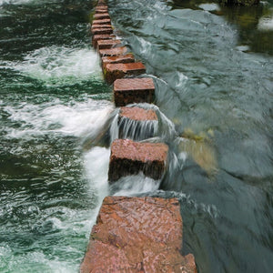 Stepping Stones Over River Floor Mural, Custom Sizes Available