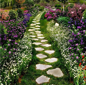 Stepping Stones Through A Garden Floor Mural, Custom Sizes Available