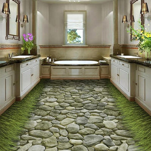 Stone Path Lined With Grass Self Adhesive Floor Mural, Custom Sizes Available Floor Murals Maughon's 