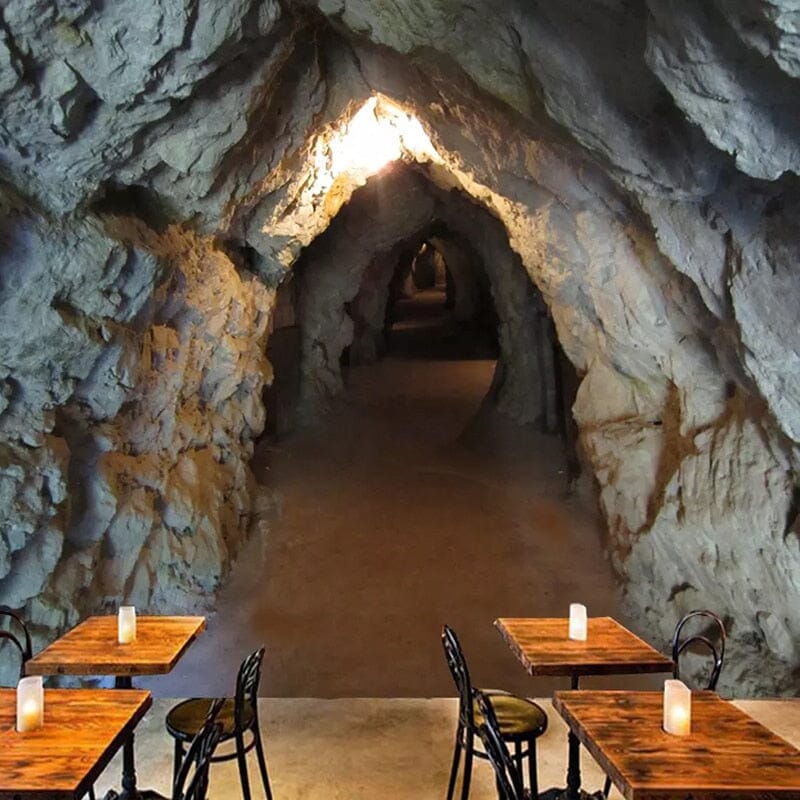 Stone Wall Cave Tunnel Wallpaper Mural, Custom Sizes Available Wall Murals Maughon's Waterproof Canvas 