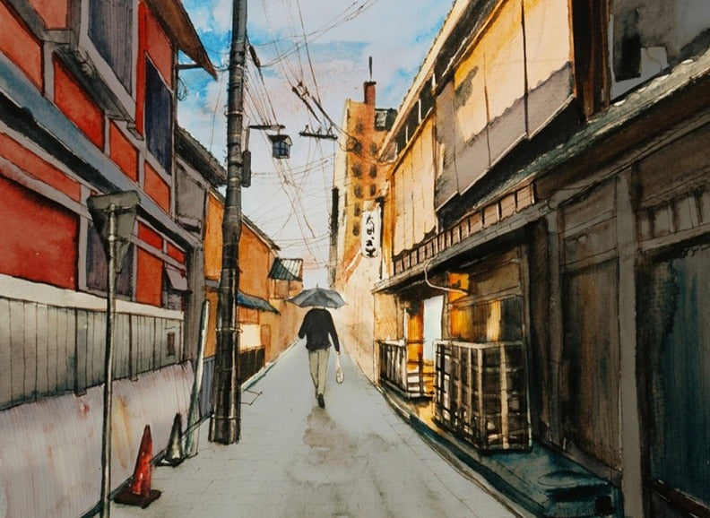 Street View Oil Painting Wallpaper Mural, Custom Sizes Available Wall Murals Maughon's Waterproof Canvas 