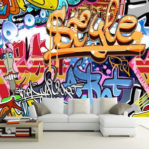 Style Colorful Graffiti Wallpaper Mural, Custom Sizes Available Maughon's 