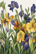 Stylized Hand-Painted Iris Wallpaper Mural, Custom Sizes Available Wall Murals Maughon's Waterproof Canvas 