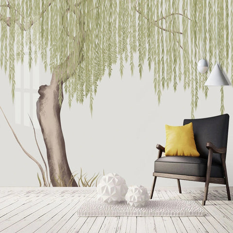 Image of Stylized Weeping Willow Wallpaper Mural, Custom Sizes Available Maughon's 