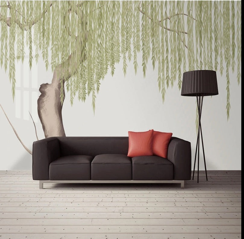 Stylized Weeping Willow Wallpaper Mural, Custom Sizes Available Maughon's 