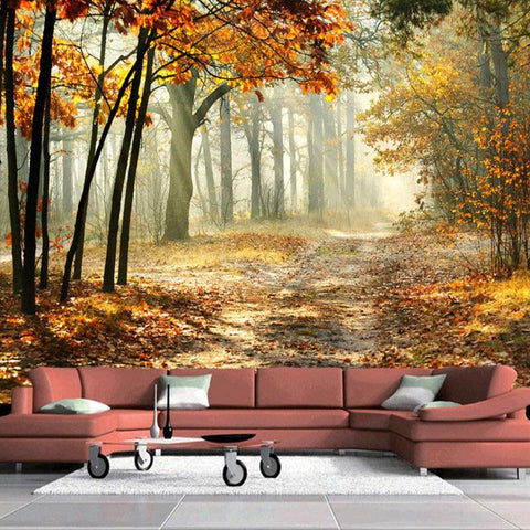 Image of Sunlit Autumn Forest Wallpaper Mural, Custom Sizes Available Household-Wallpaper Maughon's 