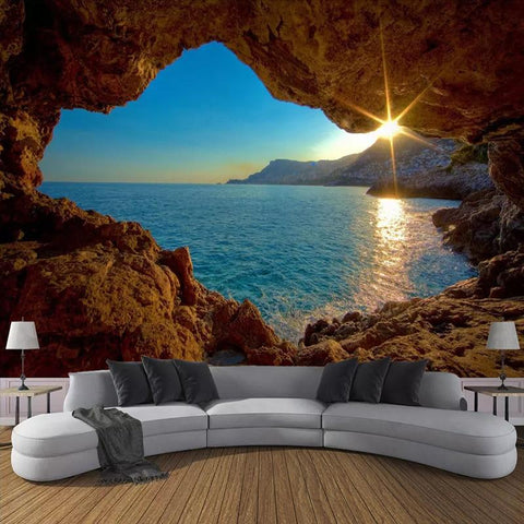 Image of Sunrise and Cave Wallpaper Mural, Custom Sizes Available Household-Wallpaper Maughon's 