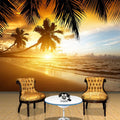 Sunset Glow Coconut Sea Landscape Wallpaper Mural, Custom Sizes Available Household-Wallpaper Maughon's 