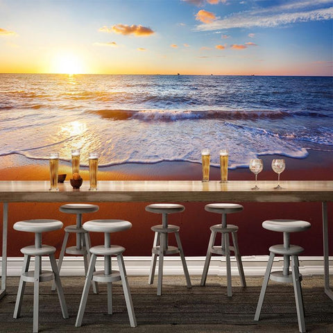 Image of Sunset Sea Surf Beach Wallpaper Mural, Custom Sizes Available Maughon's 