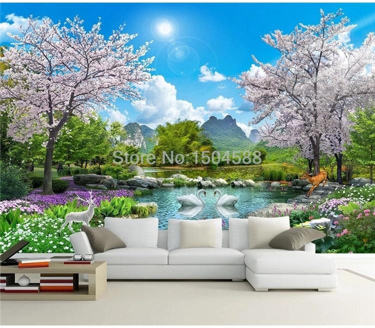 Swan Lake Wallpaper Mural, Custom Sizes Available Maughon's 