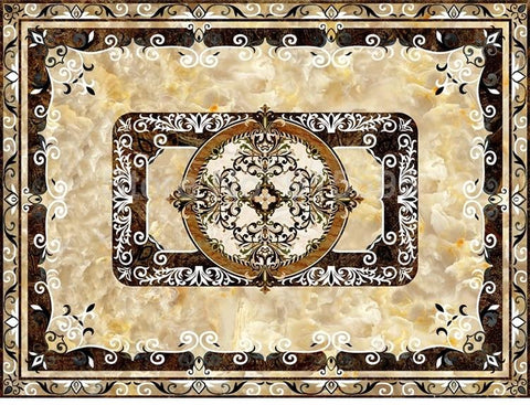 Image of Tan and Black Rug Self Adhesive Floor Mural, Custom Sizes Available Household-Wallpaper-Floor Maughon's 