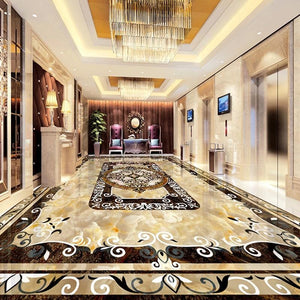 Tan and Black Rug-look Self Adhesive Floor Mural, Custom Sizes Available