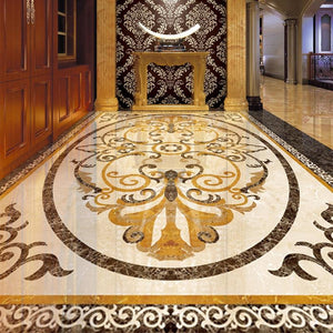Tan, Gold and Black Rug-look Self Adhesive Floor Mural, Custom Sizes Available