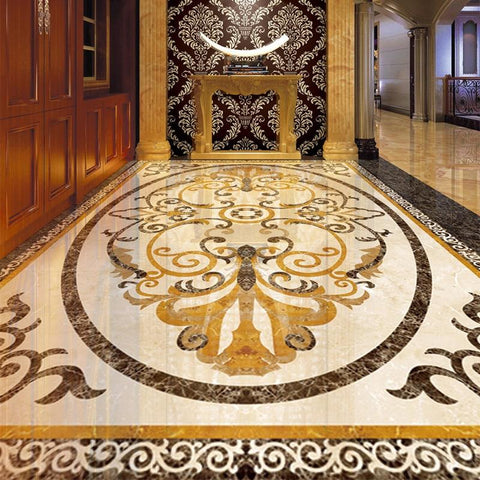 Image of Tan, Gold and Black Rug Self Adhesive Floor Mural, Custom Sizes Available Household-Wallpaper-Floor Maughon's 