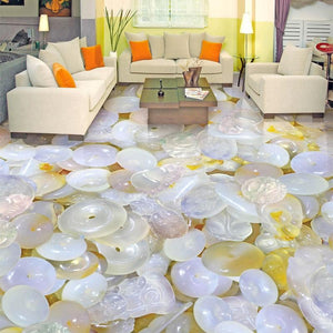 Translucent Jade Stones Self Adhesive Floor Mural, Custom Sizes Available