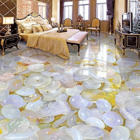 Image of Translucent Jade Stones Self Adhesive Floor Mural, Custom Sizes Available Household-Wallpaper-Floor Maughon's 
