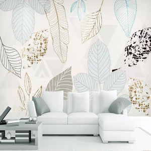 Transparent Leaves Wallpaper Mural, Custom Sizes Available