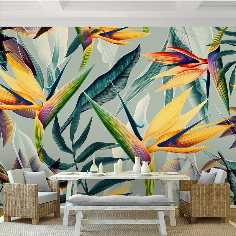Tropical Bird of Paradise Wallpaper Mural, Custom Sizes Available