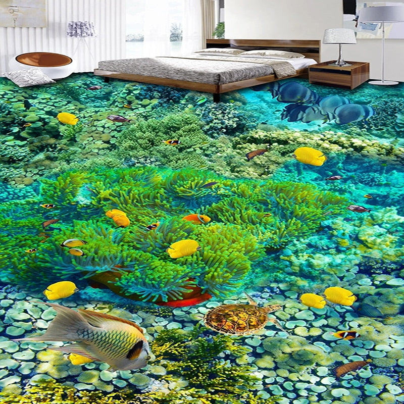 Tropical Fish and Coral Floor Mural, Custom Sizes Available Floor Mural Maughon's 