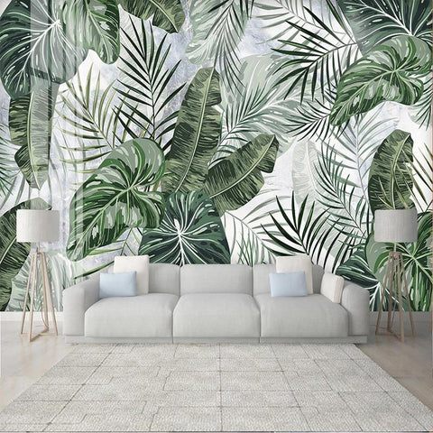 Image of Tropical Leaves Wallpaper Mural, Custom Sizes Available Maughon's 