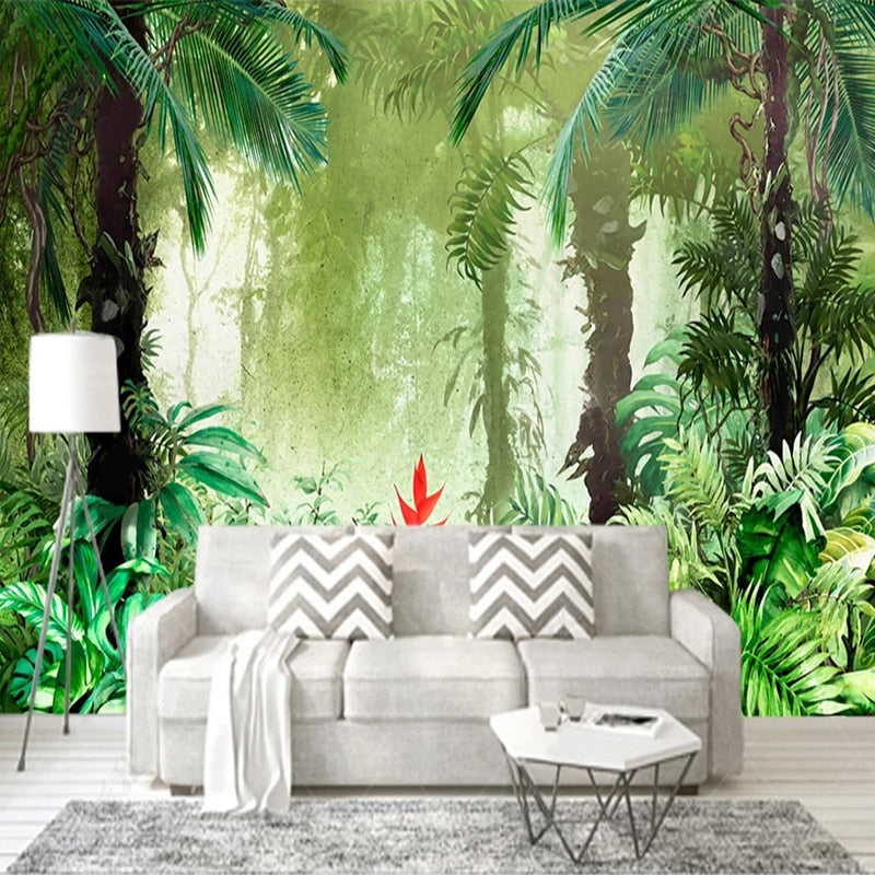 Tropical Rainforest and Heliconia Wallpaper Mural, Custom Sizes Available Wall Murals Maughon's 
