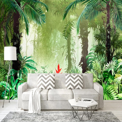Image of Tropical Rainforest and Heliconia Wallpaper Mural, Custom Sizes Available Wall Murals Maughon's 