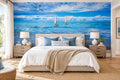Two Sail Boats On Calm Waters Wallpaper Mural, Custom Sizes Available Wall Murals Maughon's 