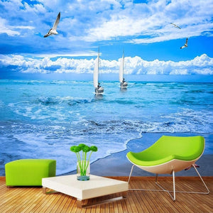 Two Sail Boats On Calm Waters Wallpaper Mural, Custom Sizes Available Wall Murals Maughon's 