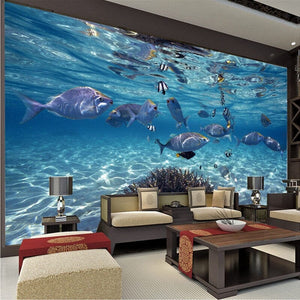 Underwater Tropical Fish Wallpaper Mural, Custom Sizes Available