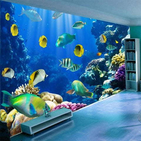 Image of Underwater World With Fish And Coral Wallpaper Mural, Custom Sizes Available Household-Wallpaper Maughon's 