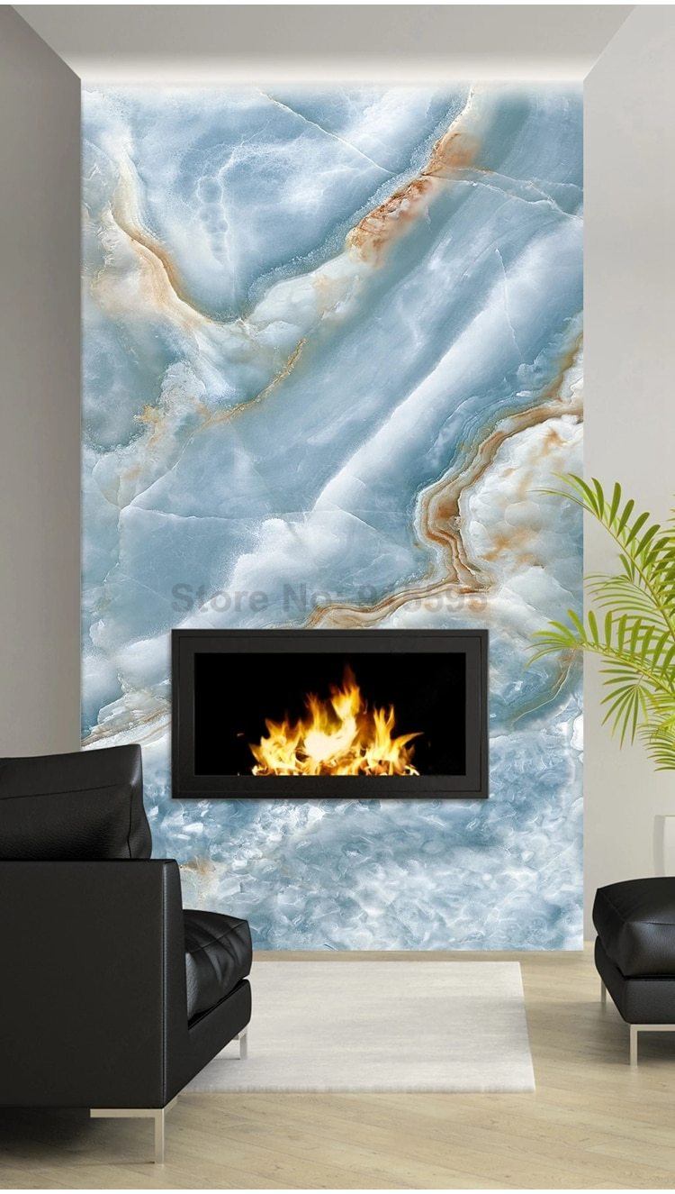 Vertical Blue and Tan Marble Wallpaper Mural Household-Wallpaper Maughon's 