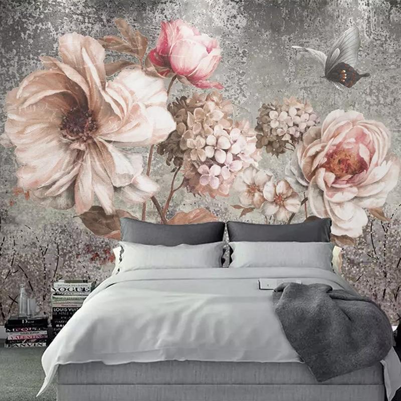 Vintage Oil Painting Flower and Butterfly Wallpaper Mural, Custom Sizes Available Maughon's 