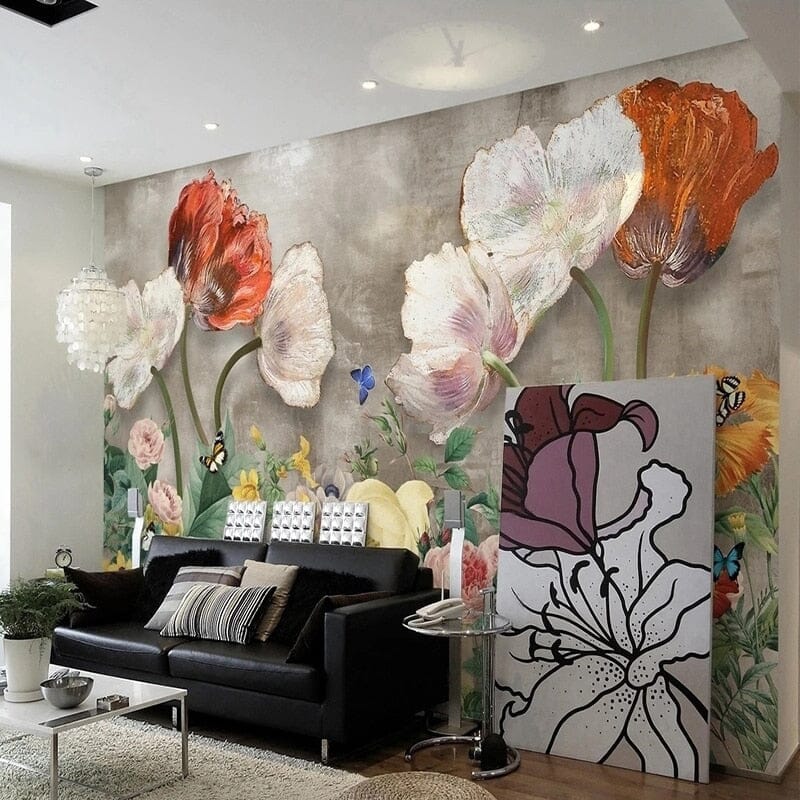 Vintage Wildflowers Botanical Wallpaper Mural, Custom Sizes Available Wall Murals Maughon's 