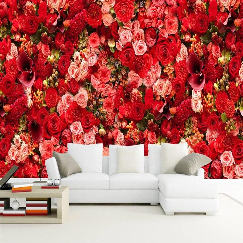 Wall of Red Roses Wallpaper Mural, Custom Sizes Available Maughon's 