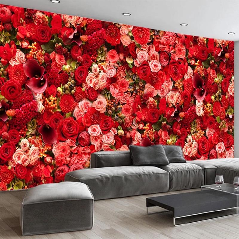 Wall of Red Roses Wallpaper Mural, Custom Sizes Available Maughon's 