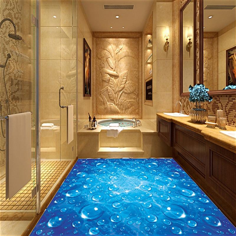 Water Droplets On Blue Background Self Adhesive Floor Mural, Custom Sizes Available Maughon's 