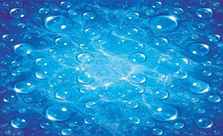 Water Droplets On Blue Background Self Adhesive Floor Mural, Custom Sizes Available