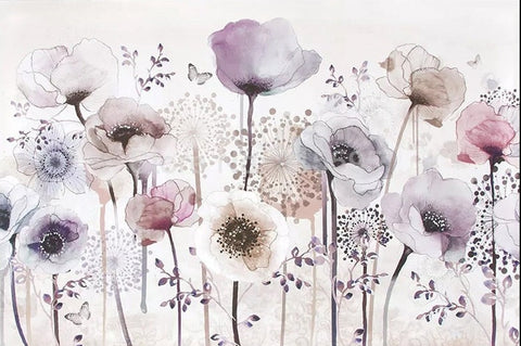 Image of Watercolor Pastel Wildflowers Wallpaper Mural, Custom Sizes Available Maughon's 