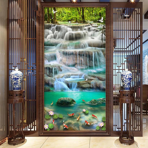 Image of Waterfall And Pond Wallpaper Mural, Custom Sizes Available Household-Wallpaper Maughon's 