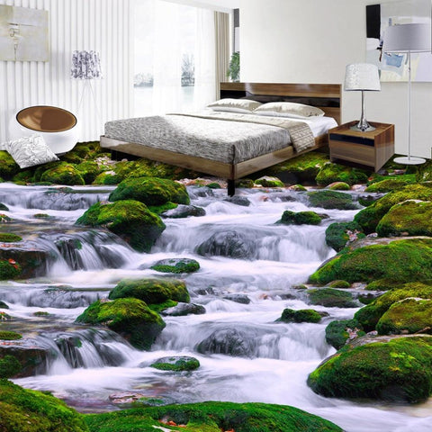 Image of Waterfalls and Mossy Self Adhesive Floor Mural, Custom Sizes Available Maughon's 
