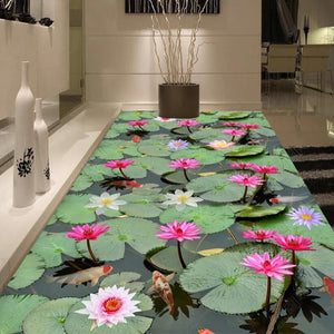 Waterlily Pond Self Adhesive Floor Mural, Custom Sizes Available