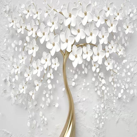 Image of White Flower Wall Mural, Custom Sizes Available Household-Wallpaper Maughon's 