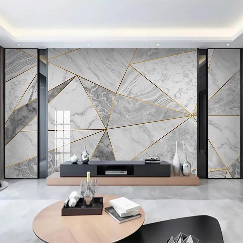 White Geometric Marble Wallpaper Mural, Custom Sizes Available Maughon's 